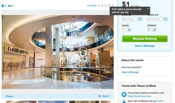 Stayz offers Christmas shoppers the chance to sleep over at a Westfield shopping centre for $1