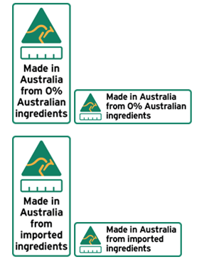 Ingredients not from Australia