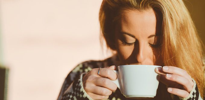 woman drinking coffee