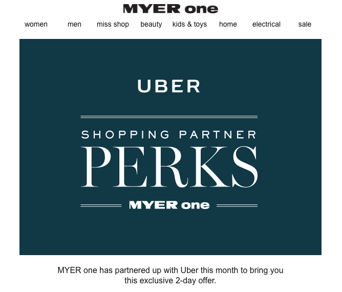 Myer Uber offer