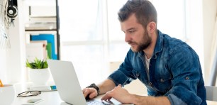 Business owner using a computer