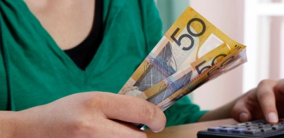 A women counting money