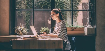 Woman sitting at her desk