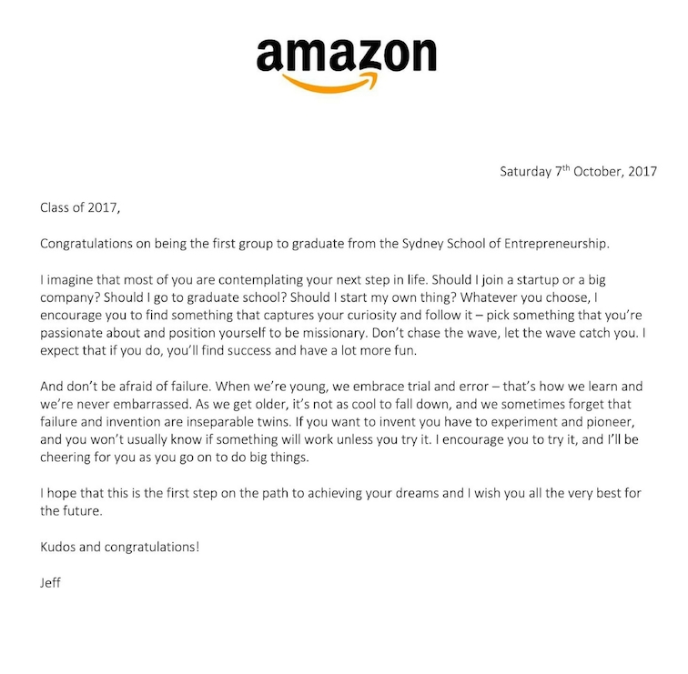 Letter from Amazon founder Jeff Bezos