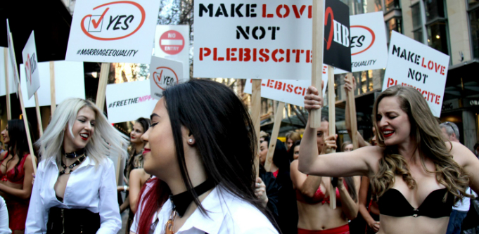 The Honey Birdette Flash Mob took to the streets in support of marriage equality