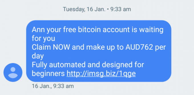 Text message scam