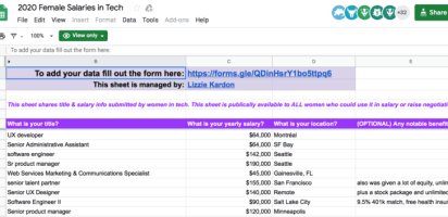 women in tech spreadsheet