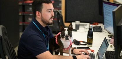 Amazon employee and dog