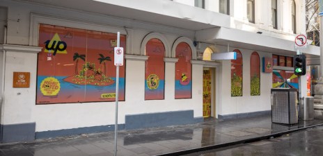 Up bank Melbourne shopfront with branded window decals