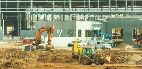 construction site with machinery in foreground. Construction management and civil engineering skills were named as top-priorities