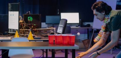 startup culture office beer pong